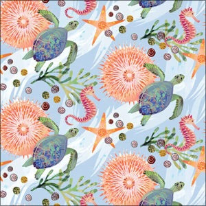 Turtle & seahorse - greetings card