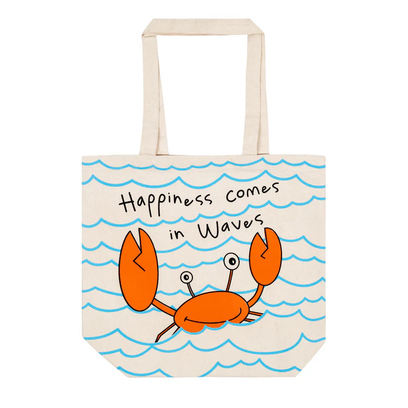 Happiness Comes in Waves Cotton Bag