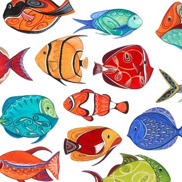 Bright fish - greetings card
