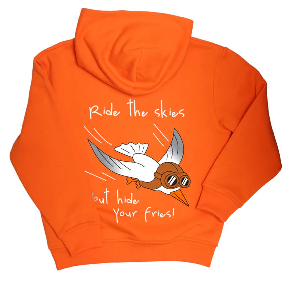Ride the skies...but hide your fries Kids Hoodie
