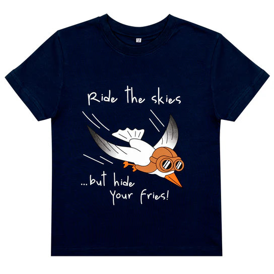 Ride the skies...but hide your fries Kids tee