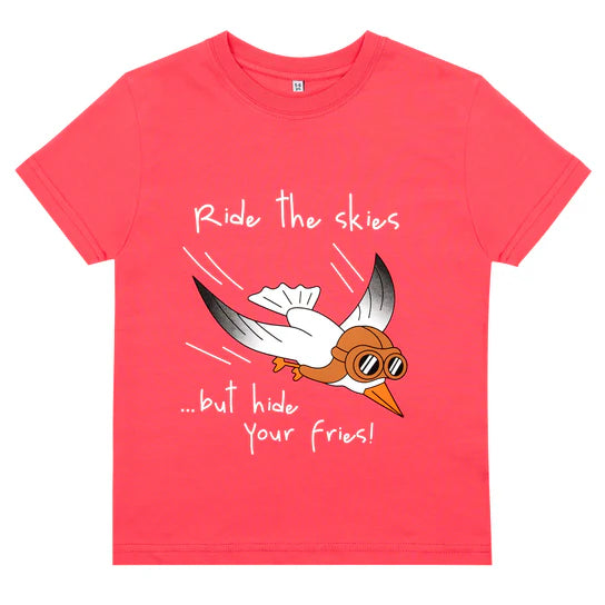 Ride the skies...but hide your fries Kids tee